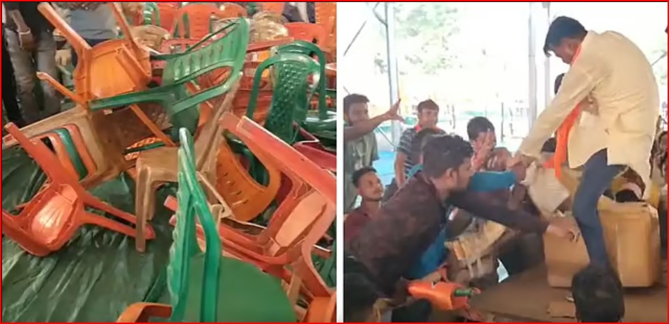 বোলপুরে মোদীর সভা শেষ হতেই ধুন্ধুমার! গেঞ্জি নিতে মারামারি বিজেপি কর্মীদের মধ্যে, ভাঙল চেয়ার